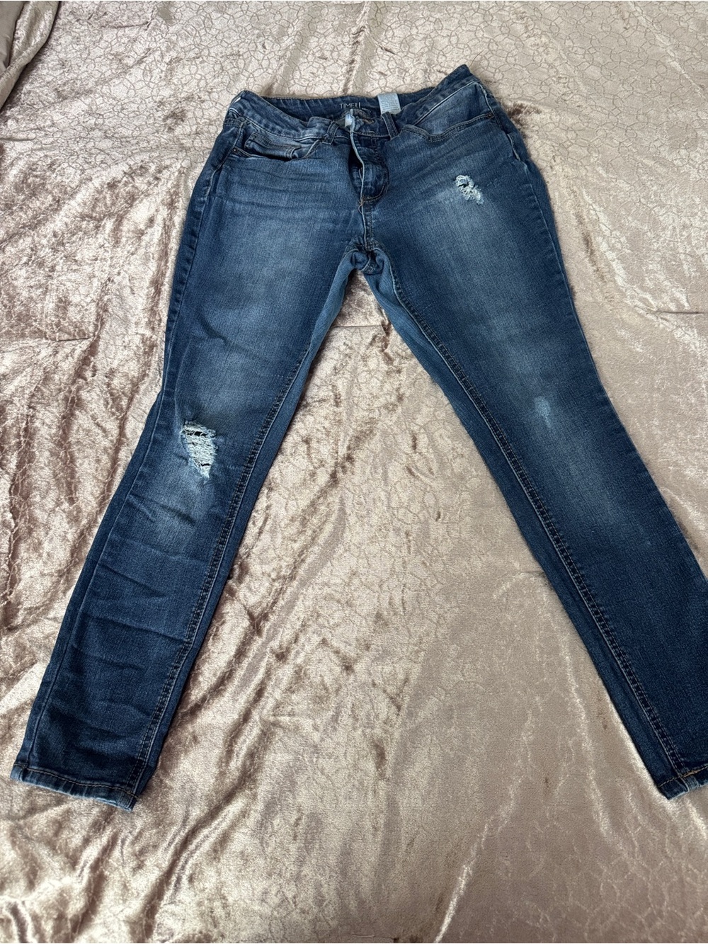 & Other Stories Dark Blue Distressed Skinny Jeans